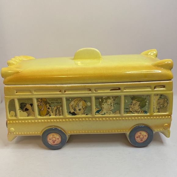 Vintage 1940’s 50’s Mother Goose & Friends Cookie Jar School Bus - Picture 5 of 16